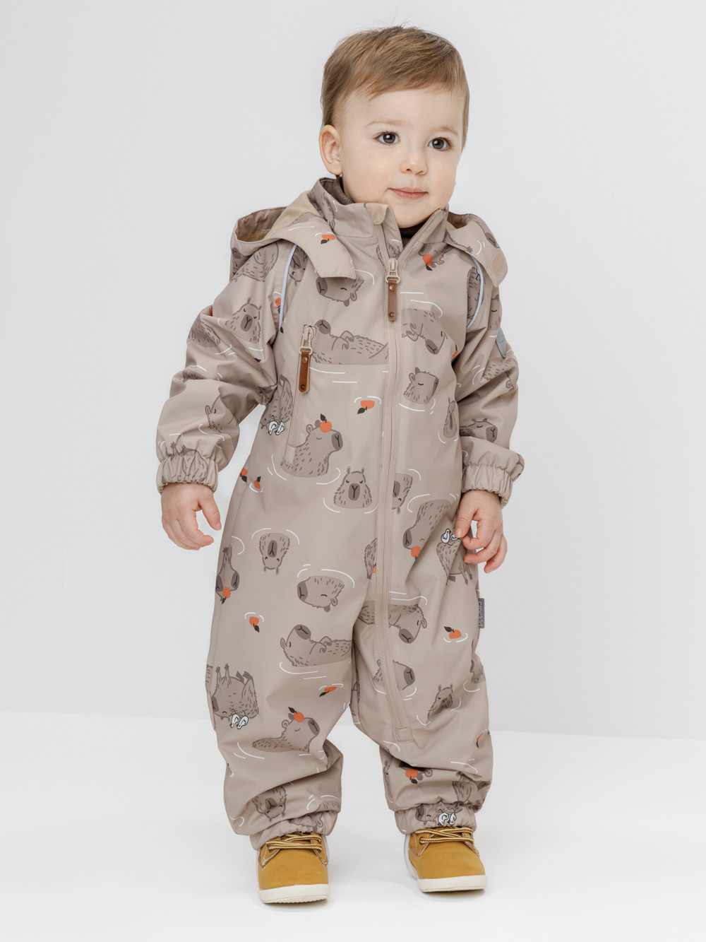 Комбинезоны утепленные для мальчика, артикул: ВК 60088/н/25 Ал, цвет: бежевый