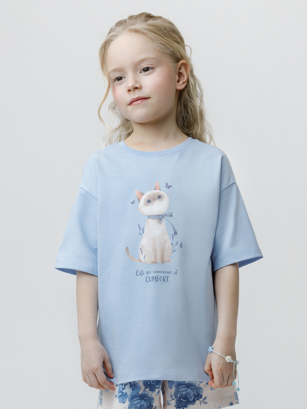 Футболка для девочки, артикул: КР 302992, цвет: голубой