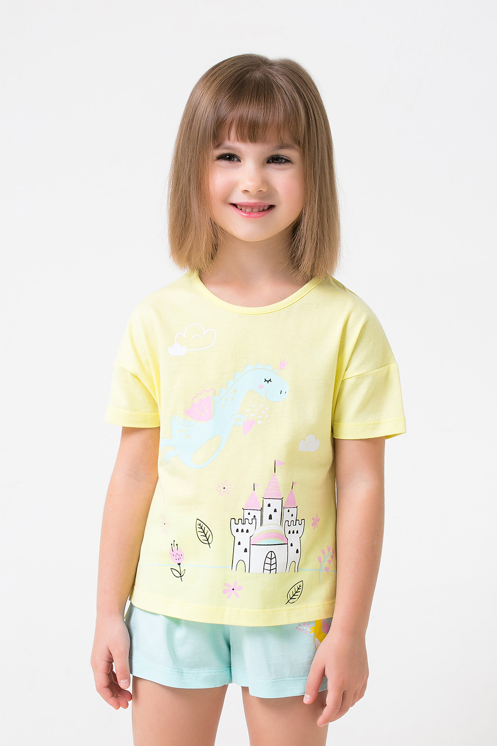 Пижама для девочки, артикул: К 1535, цвет: бледно-желтый2