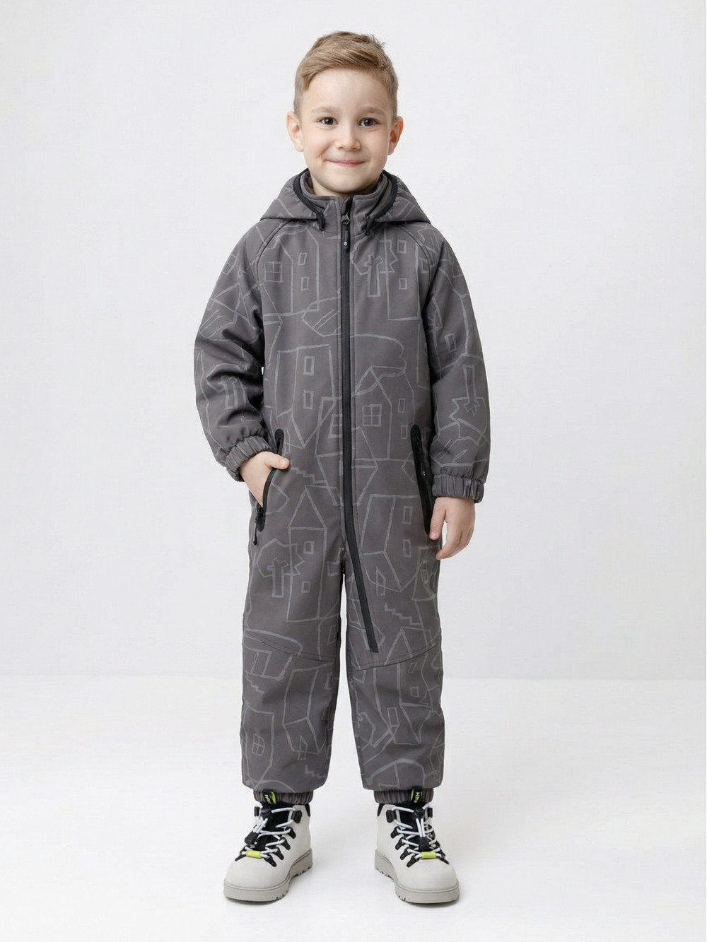 Комбинезоны утепленные для мальчика, артикул: ВК 60135/н/1 ГР, цвет: серый