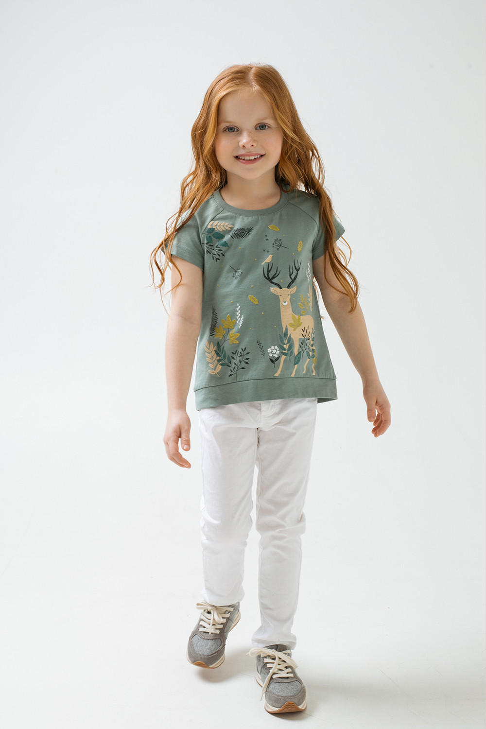 Футболка для девочки, артикул: КР 301478, цвет: зеленый
