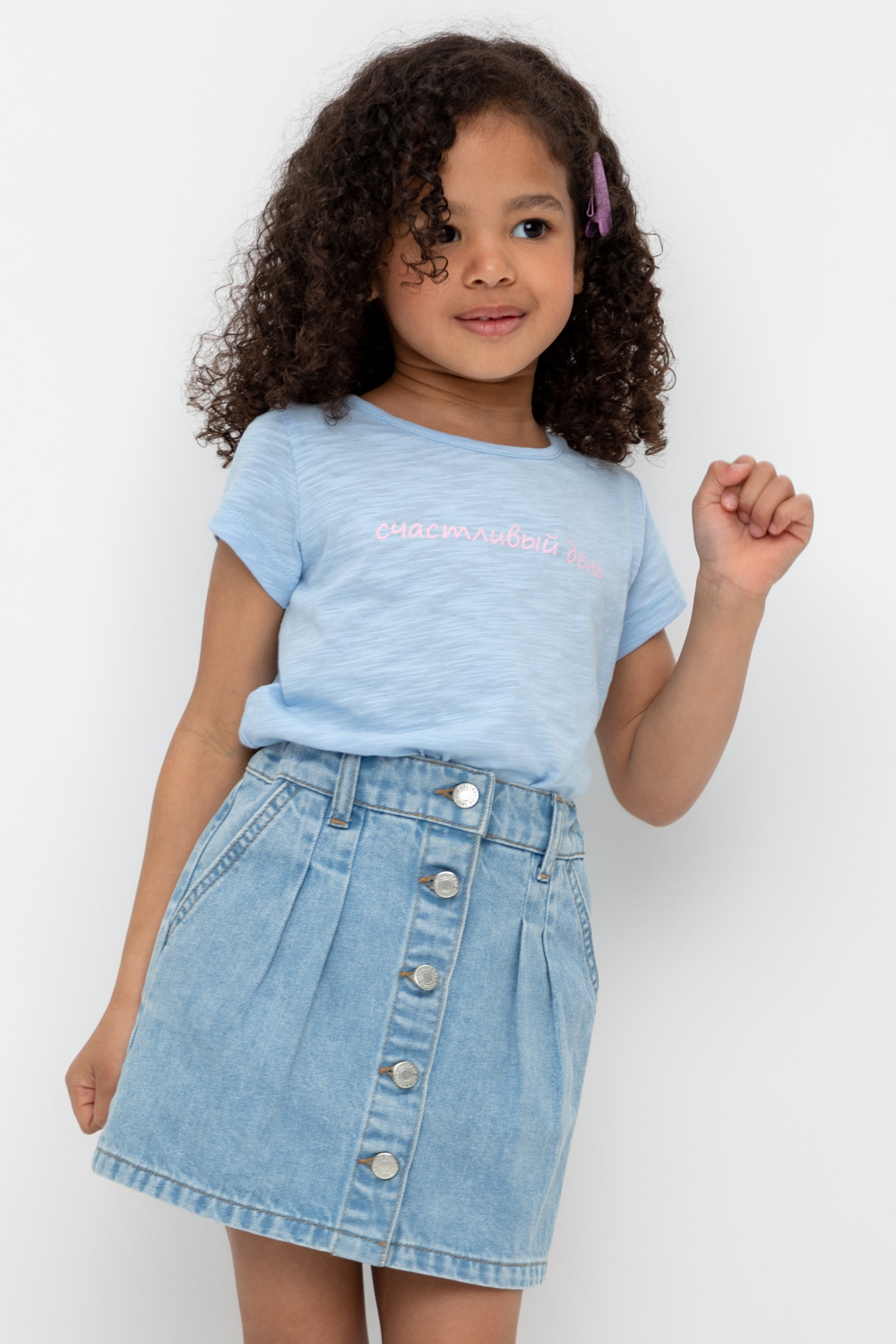 Футболка для девочки, артикул: К 302003, цвет: голубой