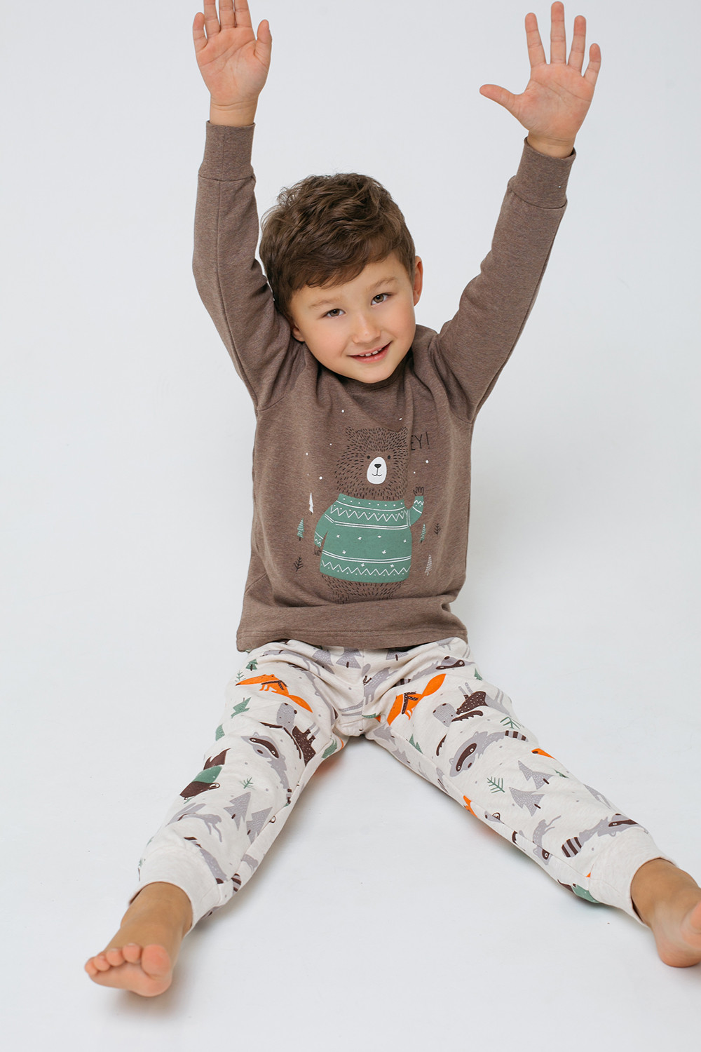 Пижама для мальчика, артикул: К 1547, цвет: коричневый