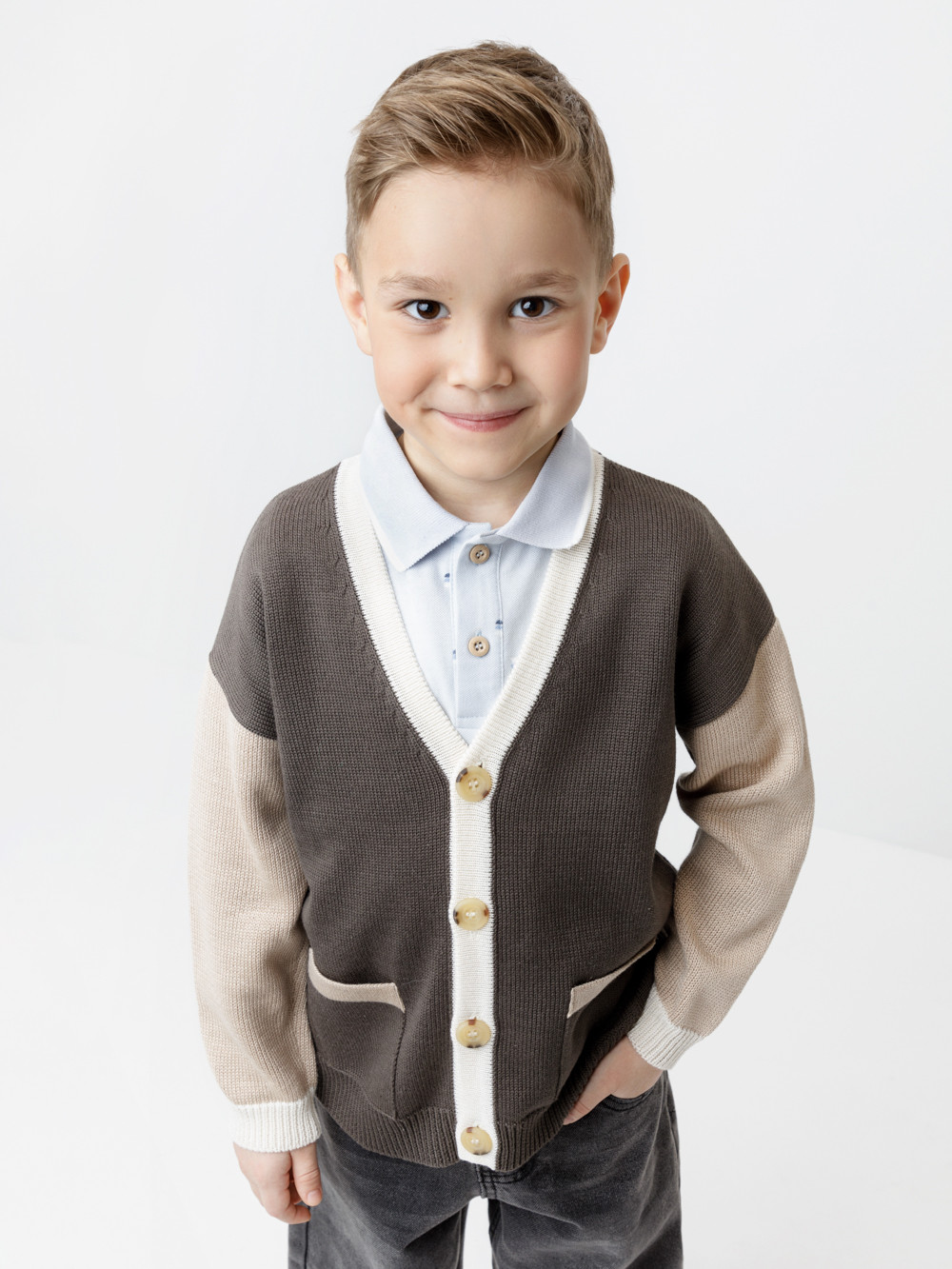 Жакет для мальчика, артикул: КВ 30177, цвет: коричневый