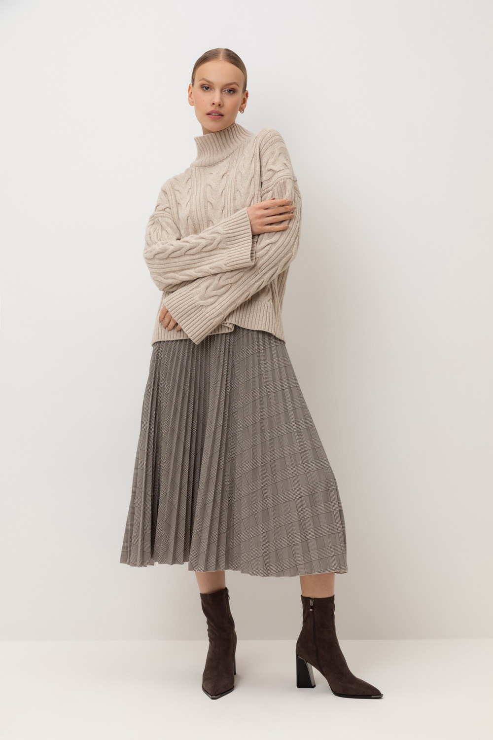 Юбки женские для мам, артикул: ЕВТ 7039, цвет: бежевый