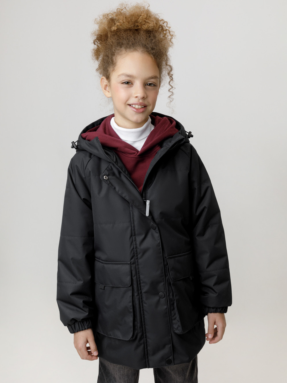 Куртка для девочки, артикул: ВК 32195/1 УЗГ, цвет: черный
