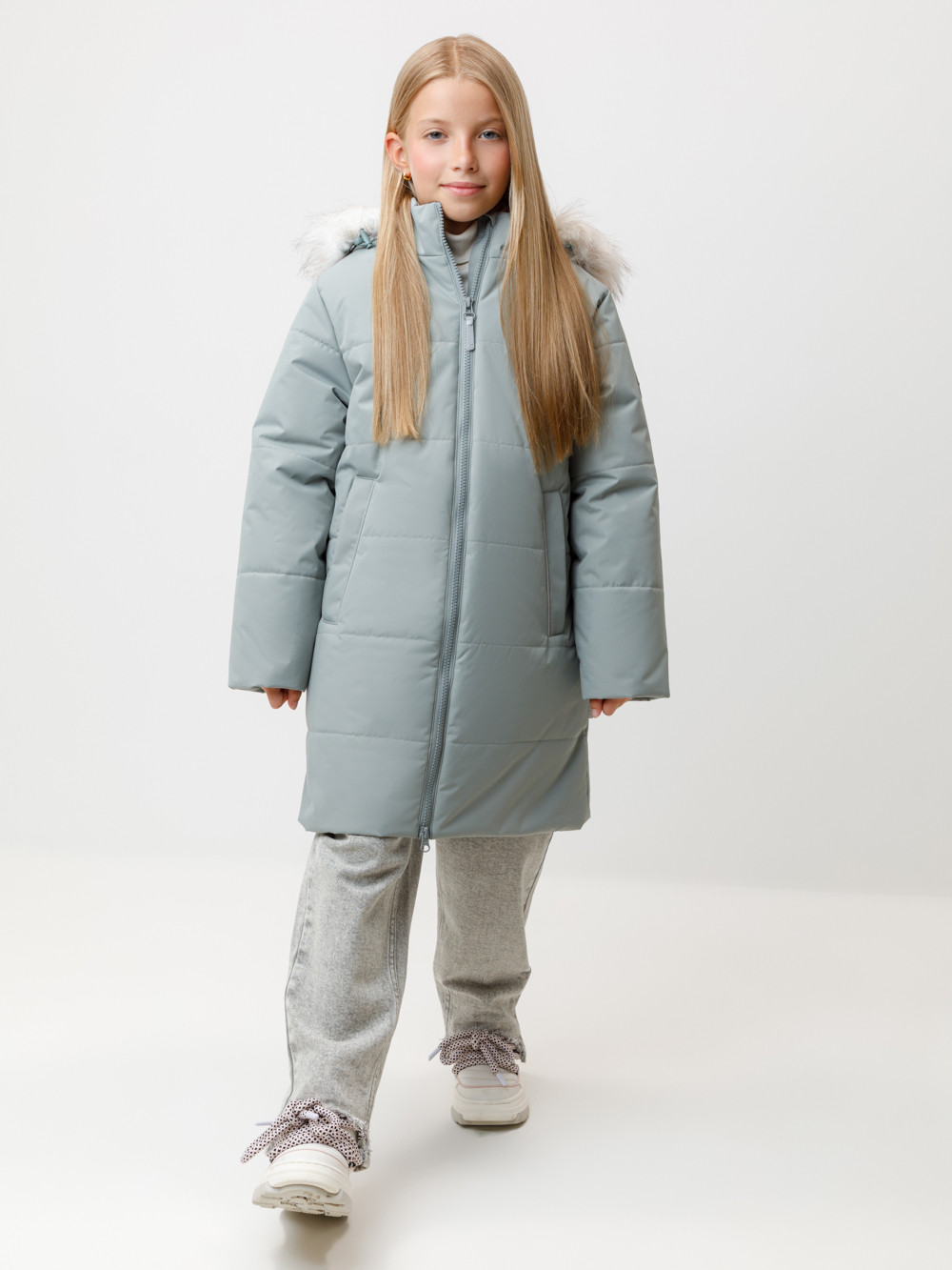 Пальто для девочки, артикул: ВК 38110/2 УЗГ, цвет: зеленый