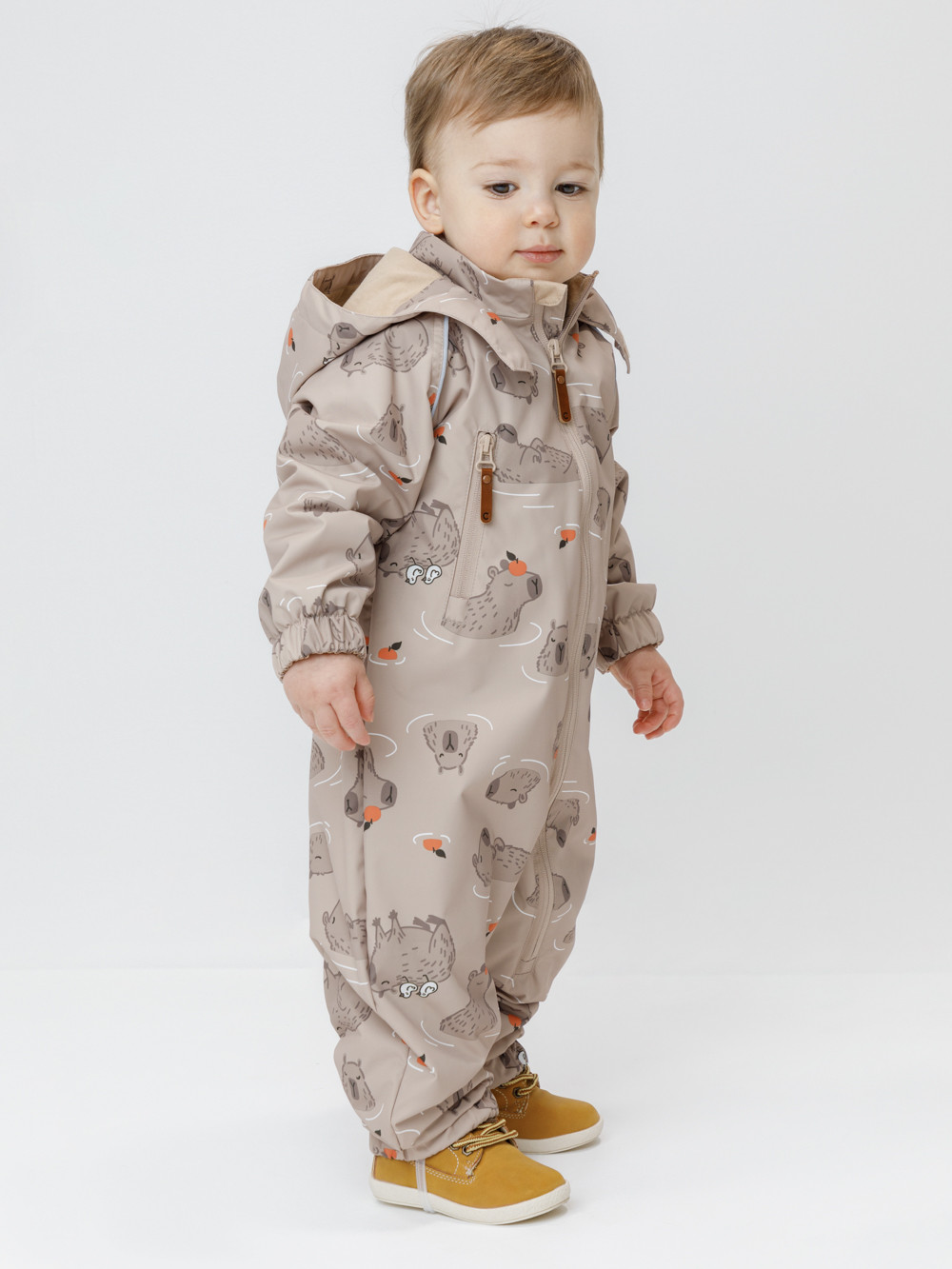 Комбинезоны утепленные для мальчика, артикул: ВК 60088/н/25 Ал, цвет: бежевый, фото 3