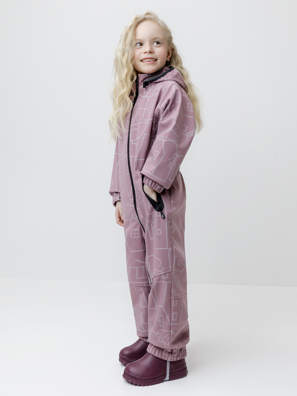 Комбинезоны утепленные для девочки, артикул: ВК 60135/н/2 ГР, цвет: фиолетовый, фото 3