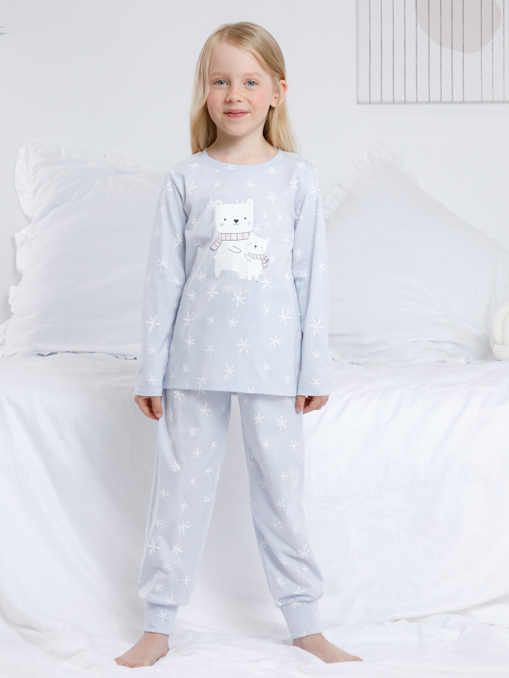 Пижама для девочки, артикул: К 1637, цвет: голубой, фото 3