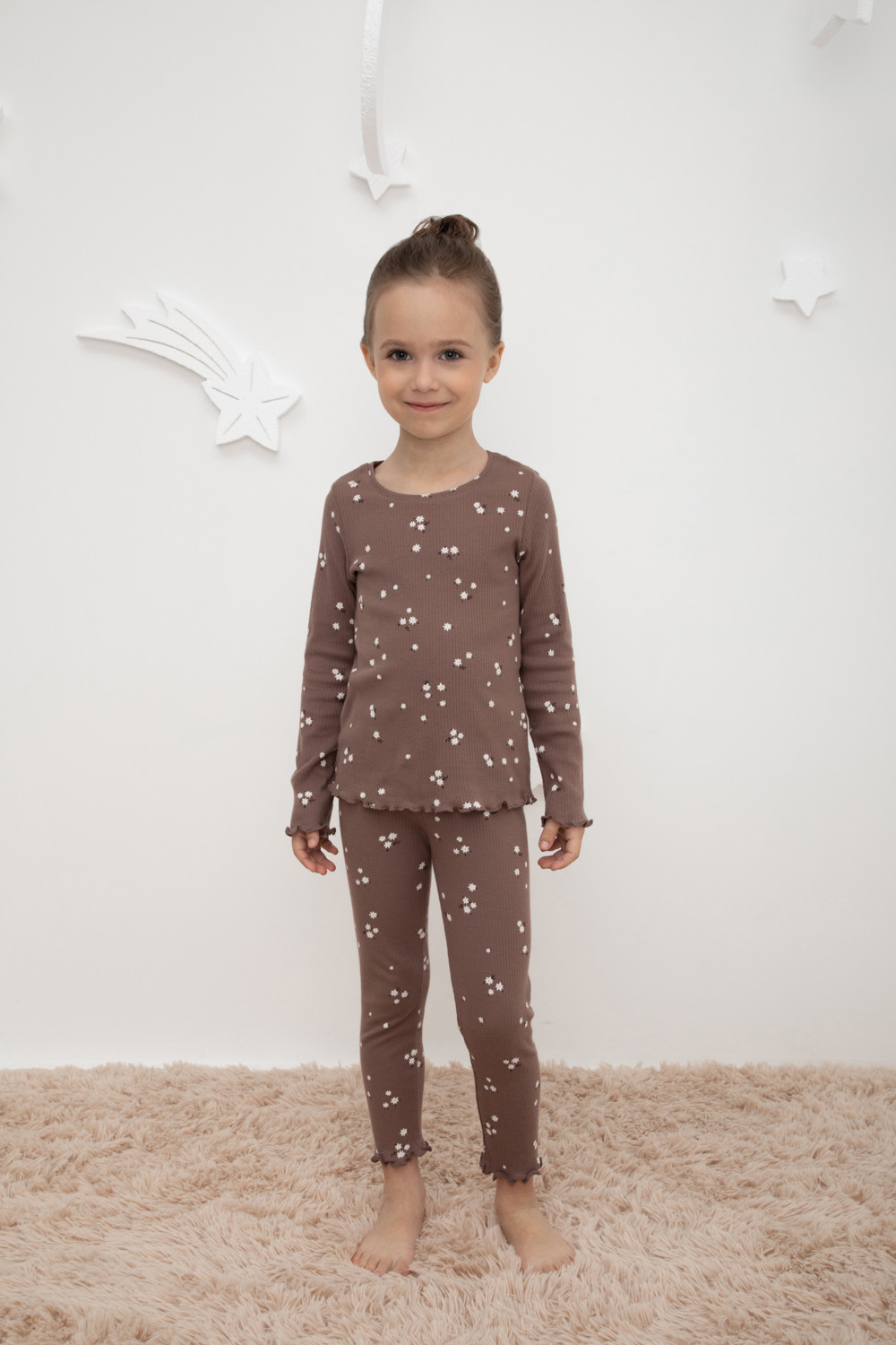 Пижама для девочки, артикул: К 1618, цвет: коричневый, фото 3