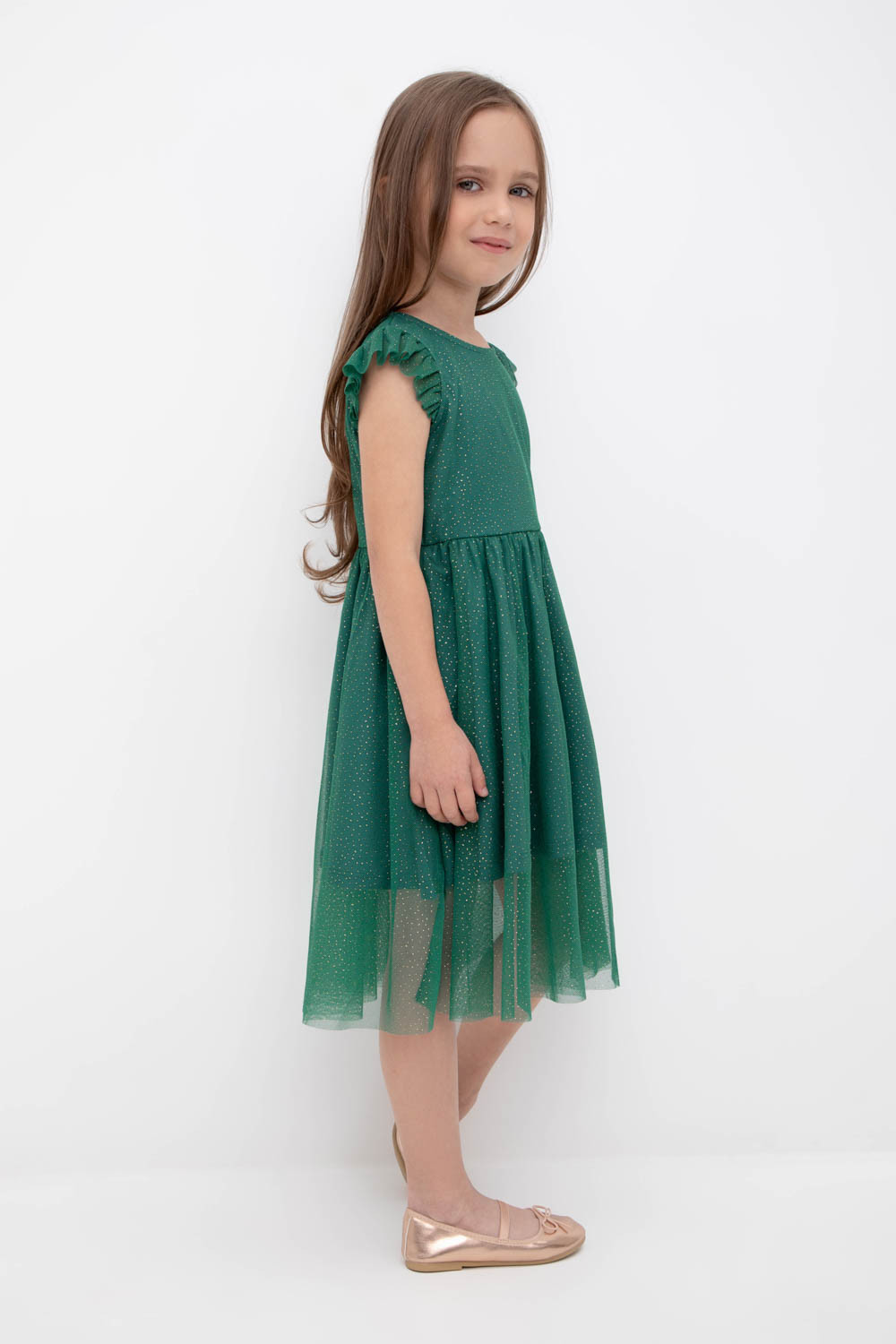 Платье для девочки, артикул: К 5528/4, цвет: зеленый, фото 3