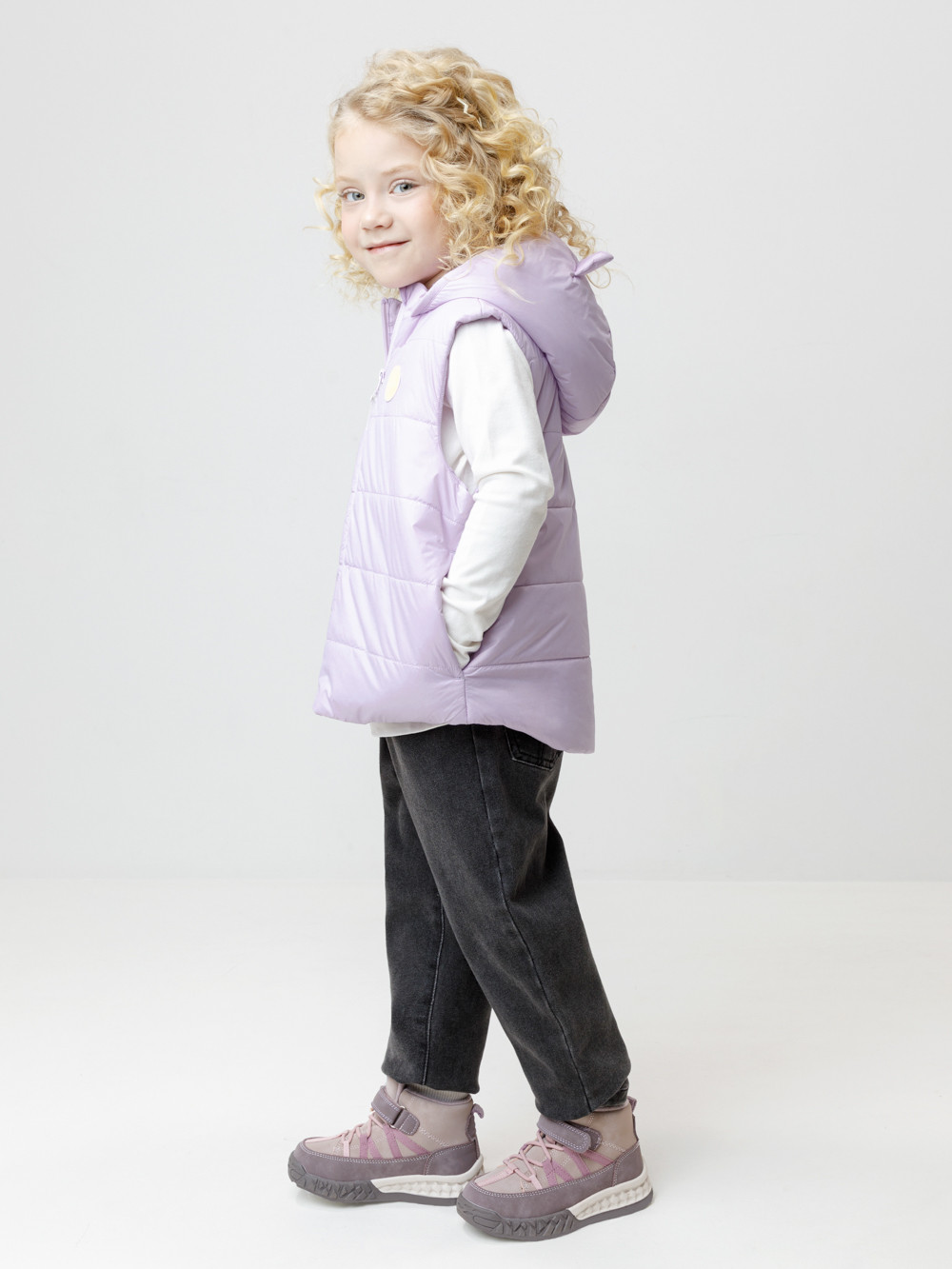 Жилет для девочки, артикул: ВК 35012/4 ГР, цвет: фиолетовый, фото 3