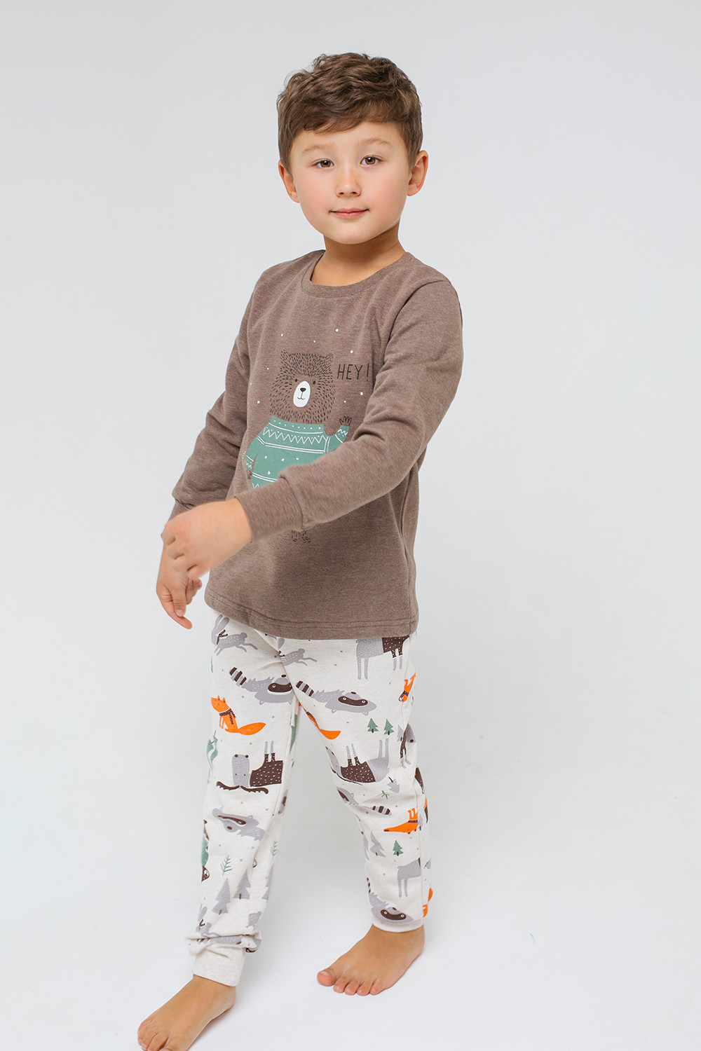 Пижама для мальчика, артикул: К 1547, цвет: коричневый, фото 3