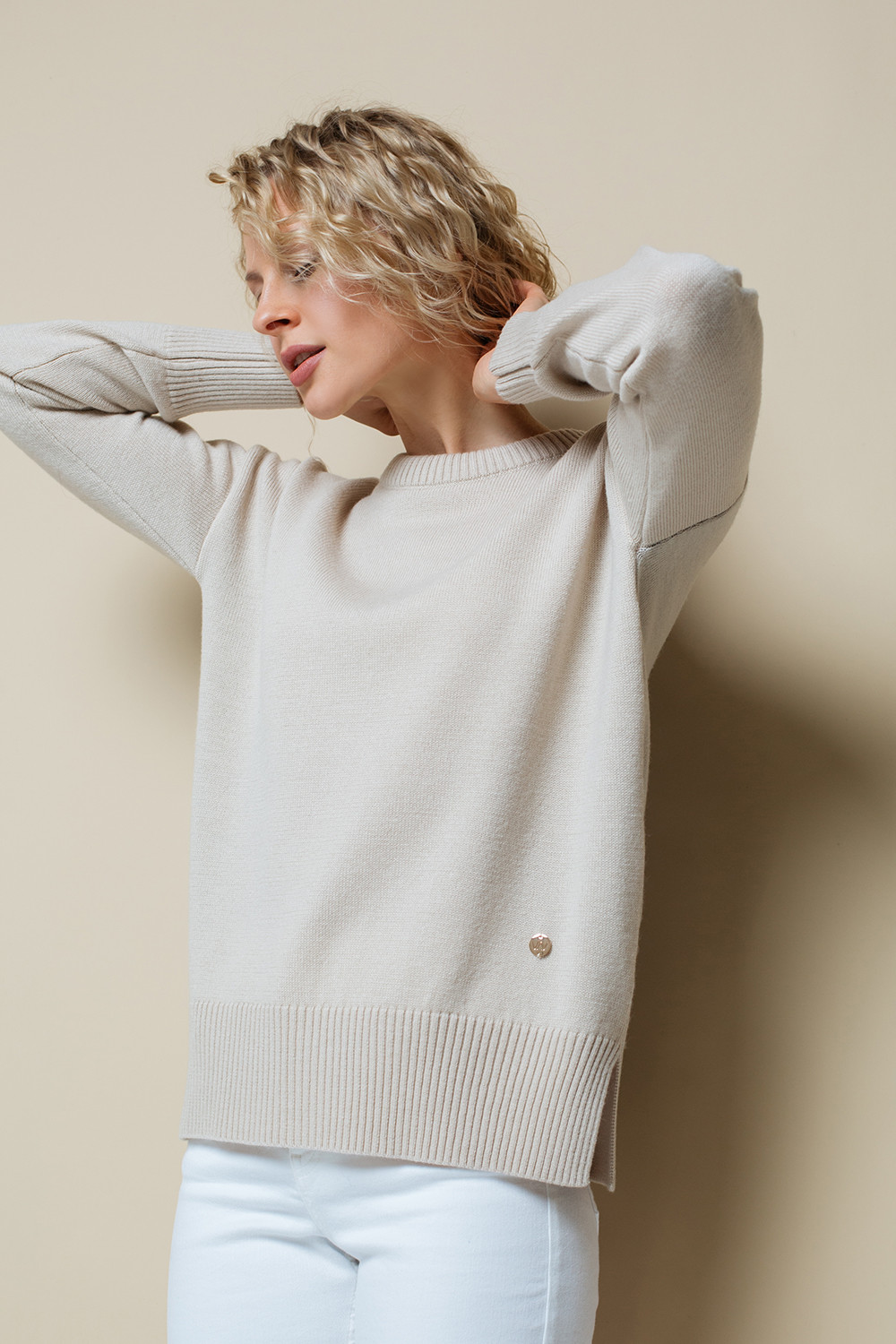 Джемперы женские для мам, артикул: ЕВ 30004/ш, цвет: сливки2, фото 3