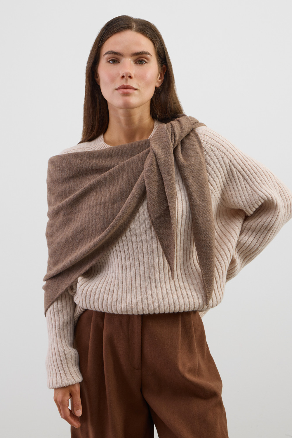 Шарфы женские для мам, артикул: ЕВ 15019/ш, цвет: коричневый, фото 4