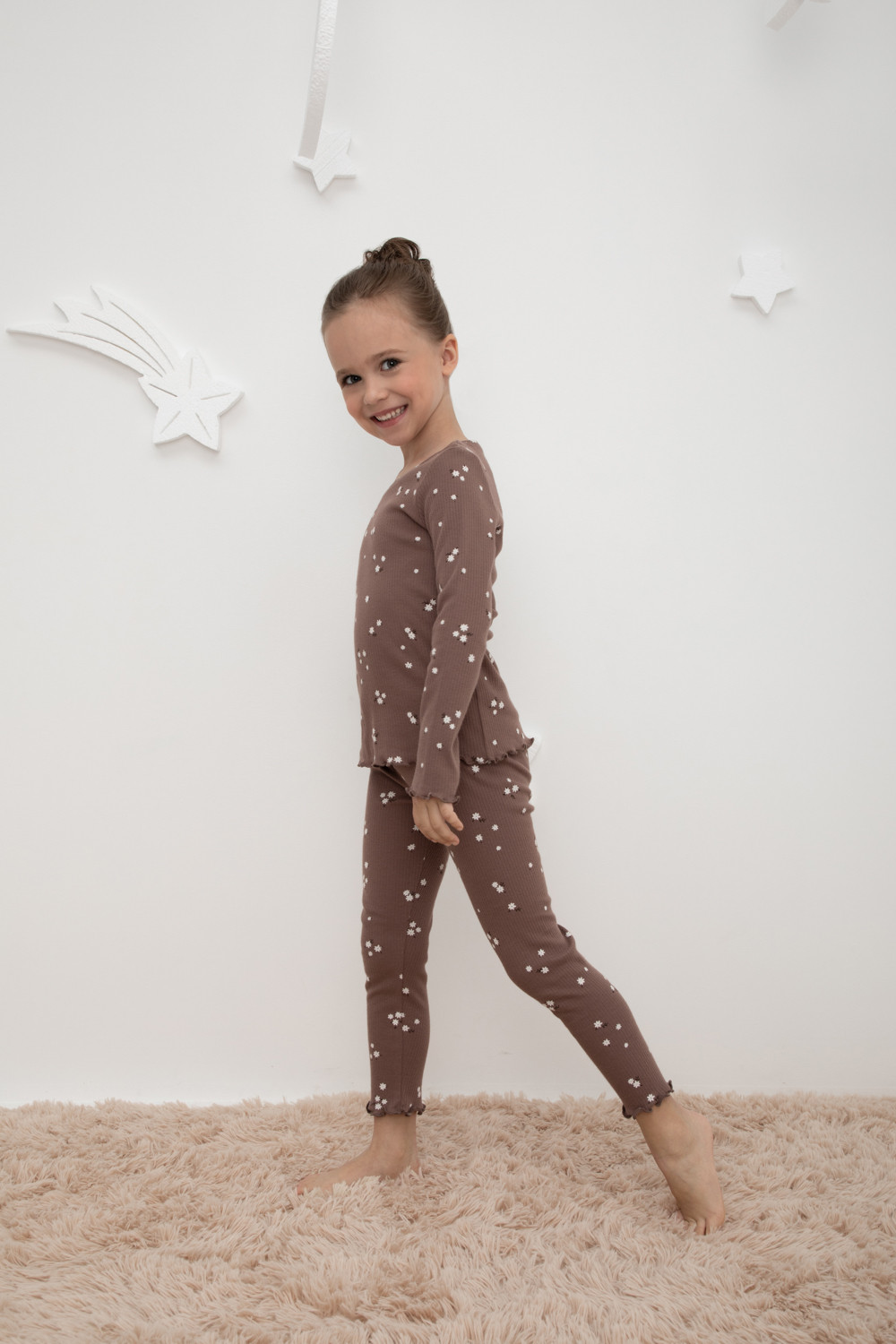 Пижама для девочки, артикул: К 1618, цвет: коричневый, фото 4