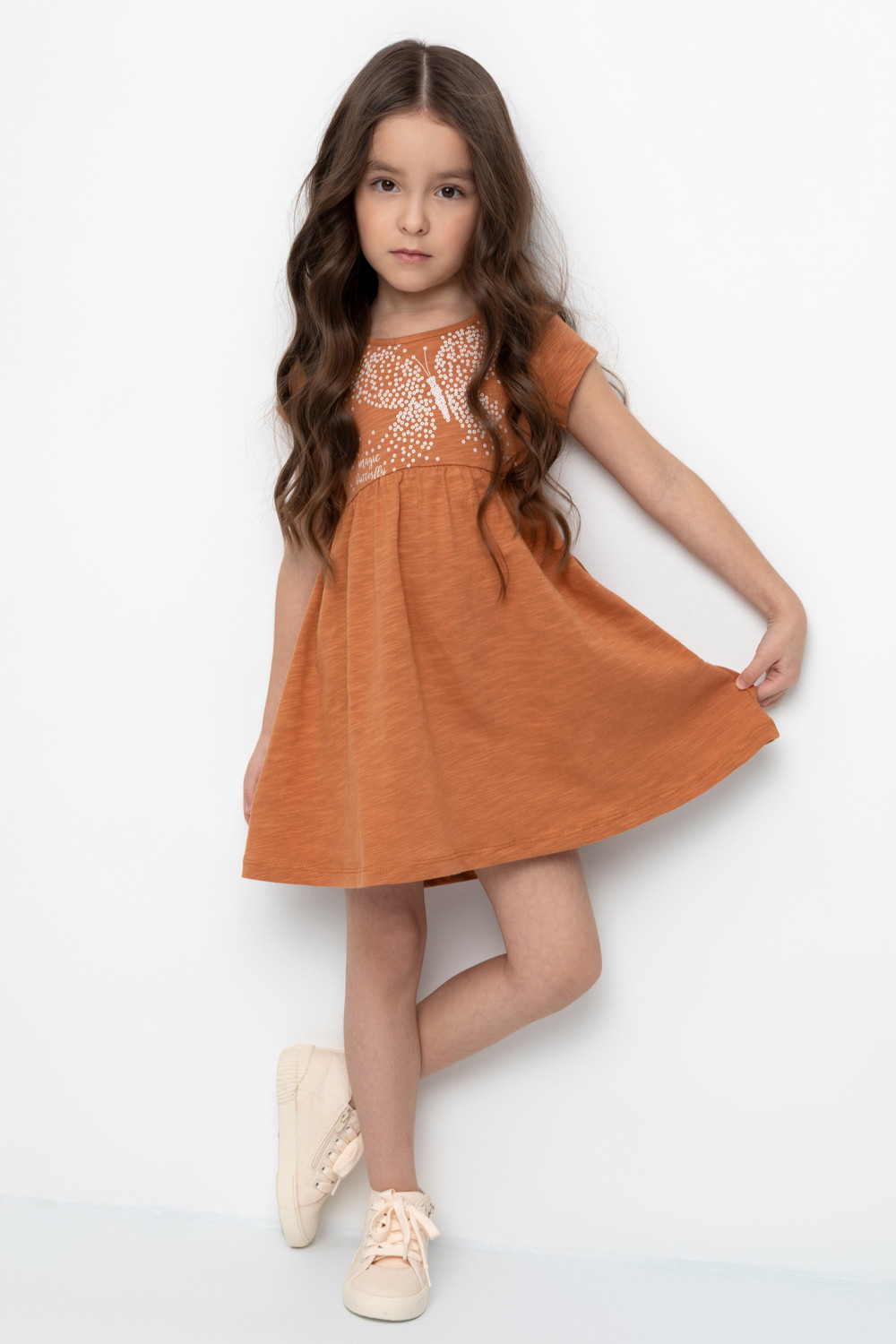 Платье для девочки, артикул: К 5732, цвет: коричневый, фото 4