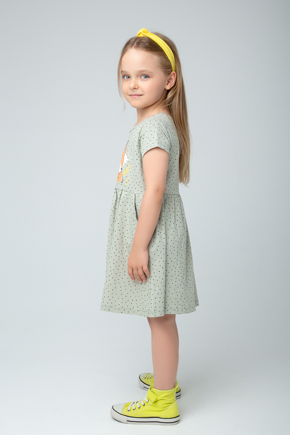 Платье для девочки, артикул: К 5754, цвет: хаки, фото 4