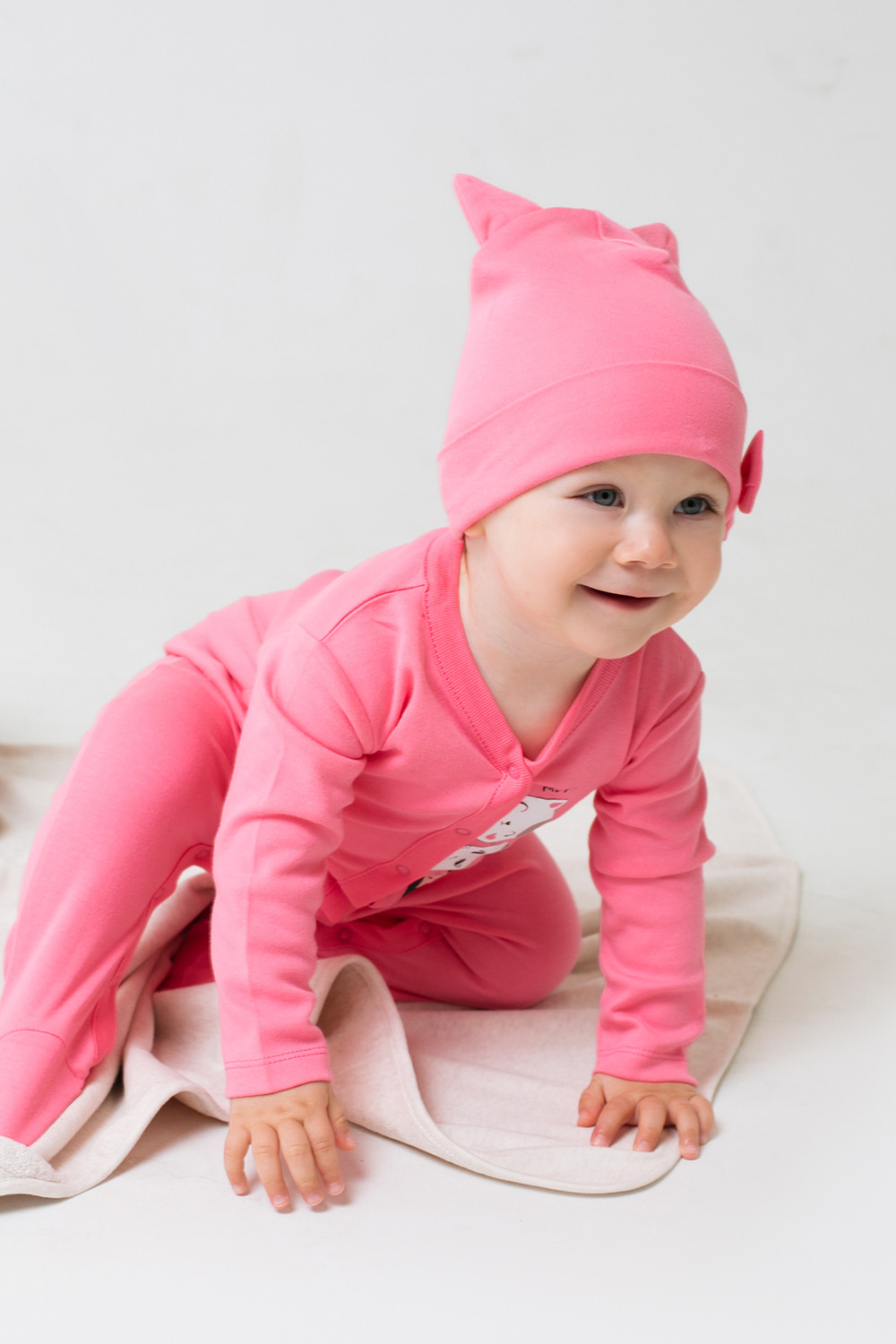 Шапочка ясельная для новорожденных, артикул: К 8143, цвет: ярко-розовый, фото 4