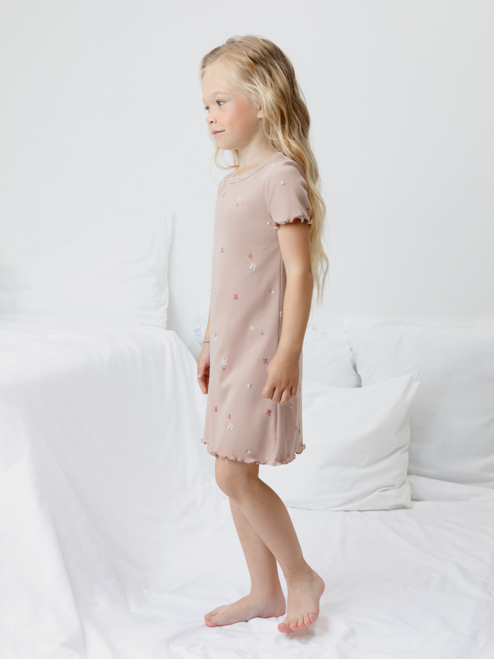 Ночная сорочка для девочки, артикул: К 1180, цвет: бежевый, фото 4