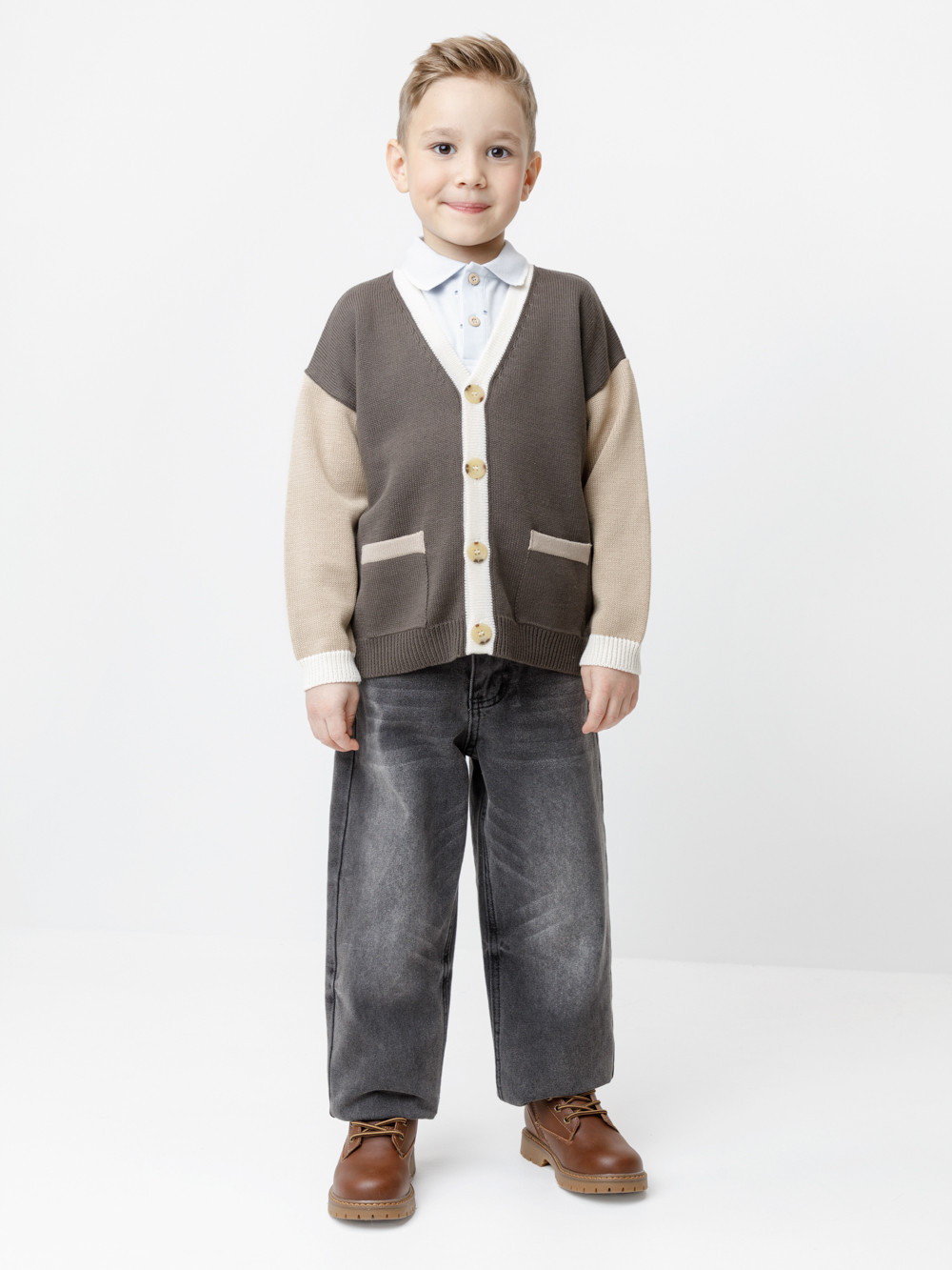 Жакет для мальчика, артикул: КВ 30177, цвет: коричневый, фото 4