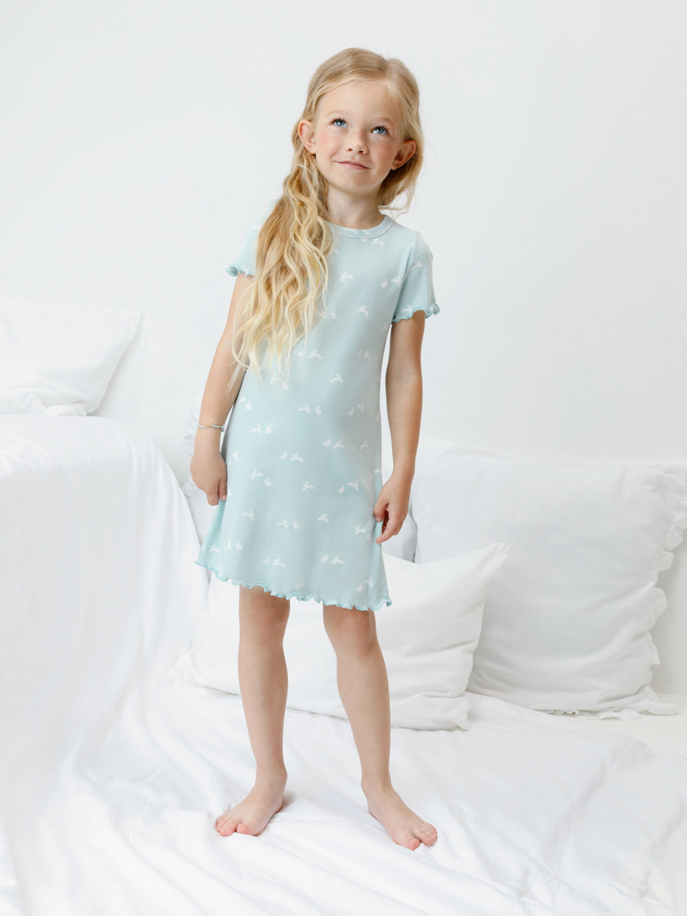 Ночная сорочка для девочки, артикул: К 1180, цвет: голубой, фото 4