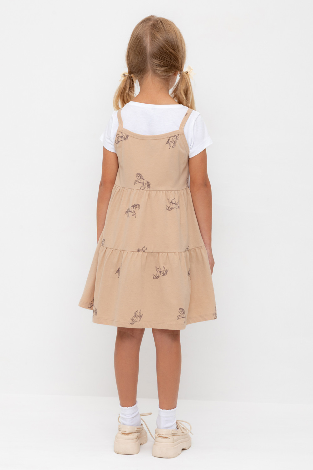 Сарафан для девочки, артикул: КР 5796-1, цвет: бежевый, фото 4