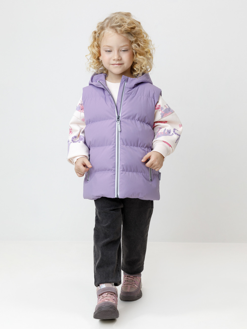 Жилет для девочки, артикул: ВК 35022/1 ГР (98-128), цвет: фиолетовый, фото 4