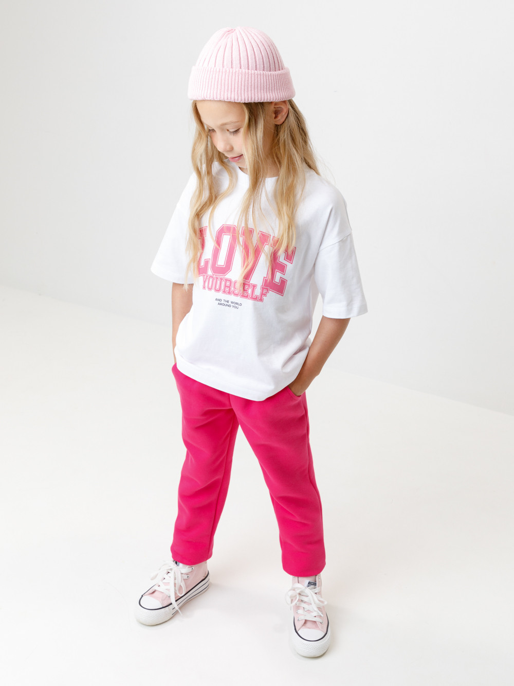 Брюки для девочки, артикул: КП 400227, цвет: ярко-розовый, фото 4