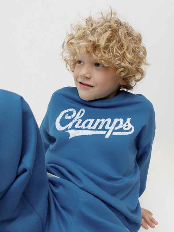 Свитшот из натурального хлопка для мальчика для мальчиков CROCKID КР 302946 цвет - синий 1299₽