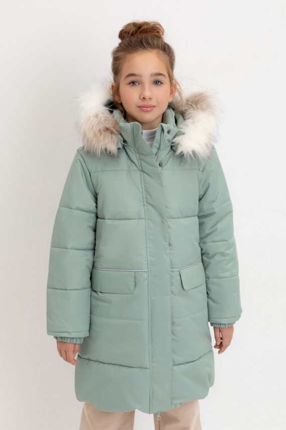 

Пальто для девочек CROCKID, ВК 38094/8 УЗГ, цвет - зеленый, Пальто