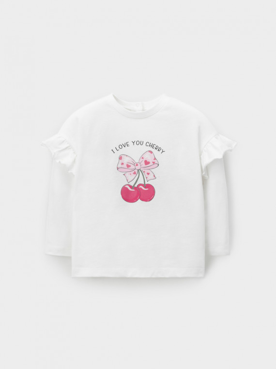 Лонгслив из натурального хлопка для девочек CROCKID, КР 302960, цвет - сахар