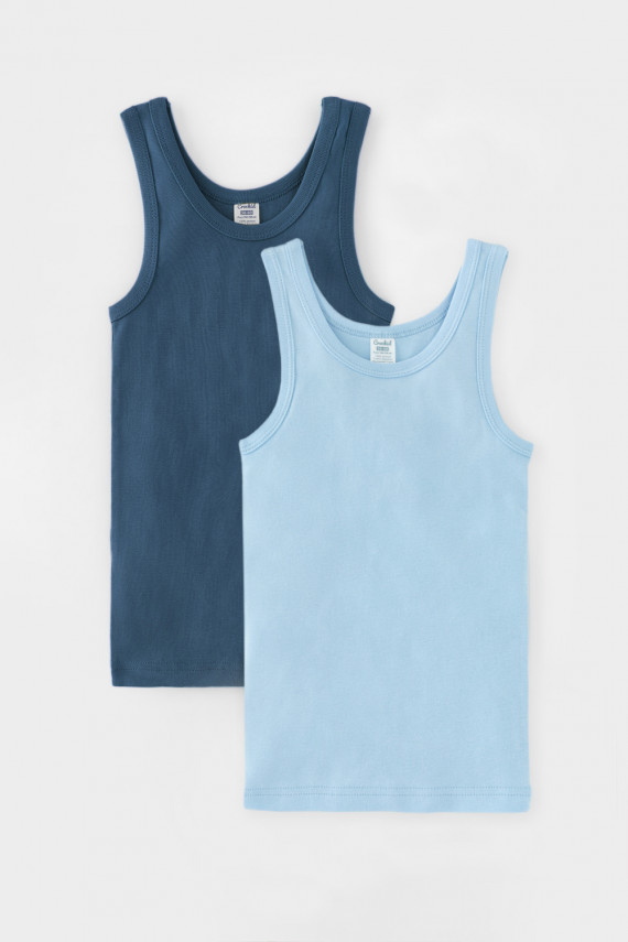 

Майка для мальчика в упаковке 2 шт для мальчиков CROCKID, К 1182-2уп, цвет - голубой, Майка для мальчика в упаковке 2 шт