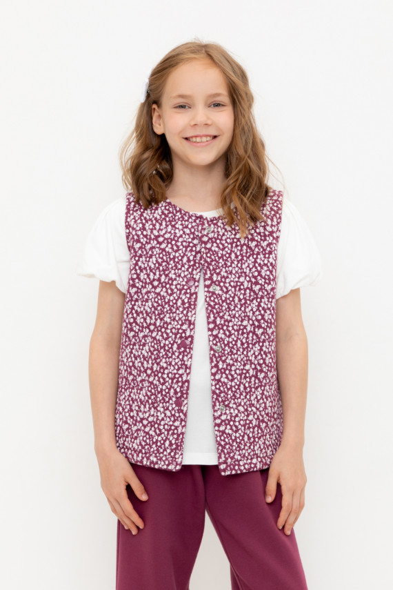 Жилет на кнопках для девочки для девочек CROCKID КР 302575 цвет - бордовый 899₽