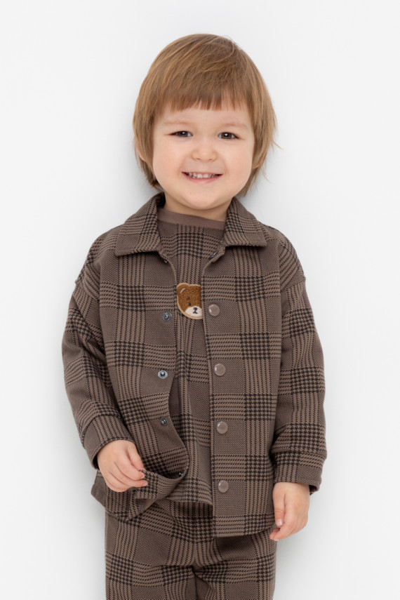 

Рубашка для мальчика для мальчиков CROCKID, КР 302565, цвет - коричневый, Рубашка для мальчика