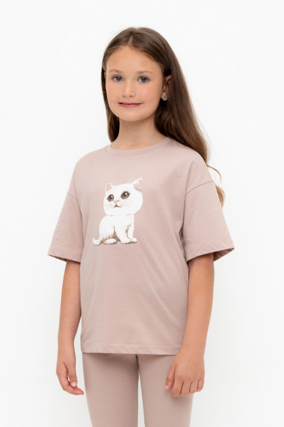 Футболка для девочек CROCKID КР 302607 цвет - кофейный 449₽