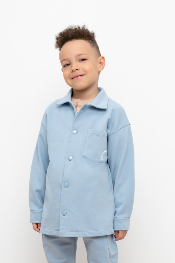 

Рубашка для мальчика из мягкого петельчатого футера для мальчиков CROCKID, КР 302254, цвет - синий, Рубашка для мальчика из мягкого петельчатого футера