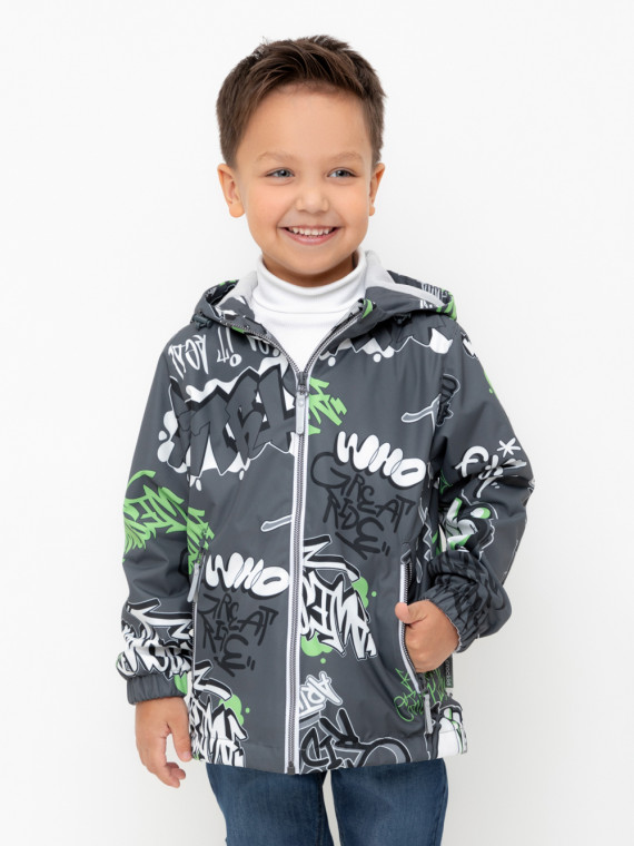 

Куртка для мальчика без утеплителя для мальчиков CROCKID, ВК 30149/н/2 Ал, цвет - темно-серый, Куртка для мальчика без утеплителя