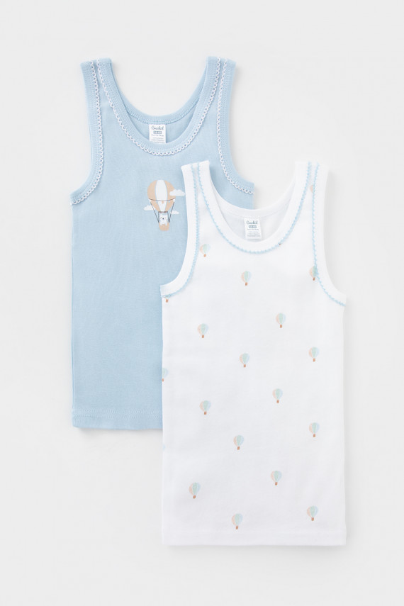 

Майка для девочки для девочек CROCKID, К 1181-2уп, цвет - светло-голубой, Майка для девочки