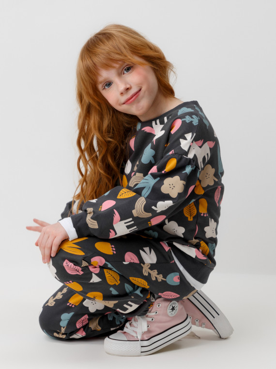 Джемпер для девочек CROCKID КП 302261 цвет - темно-серый 649₽