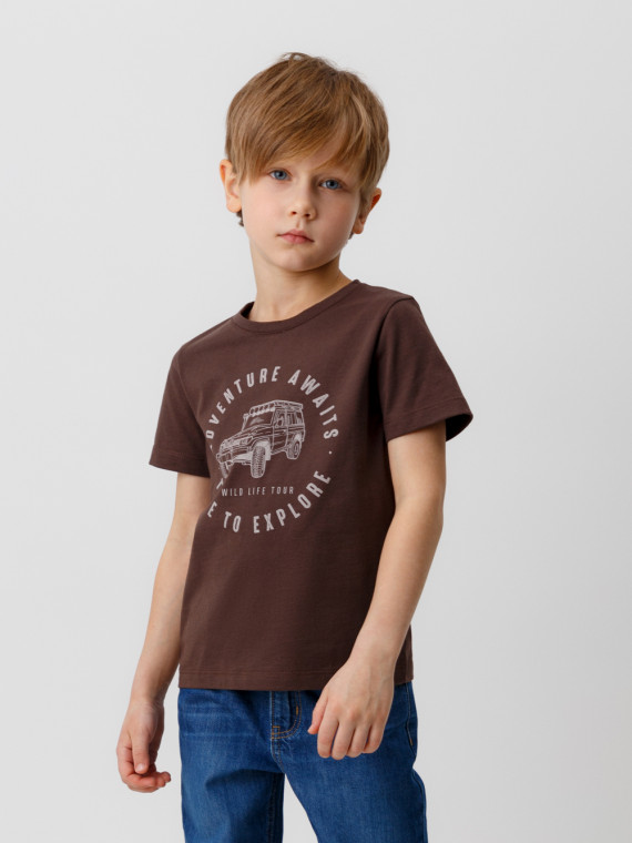 

Футболка для мальчиков CROCKID, К 302298, цвет - коричневый, Футболка