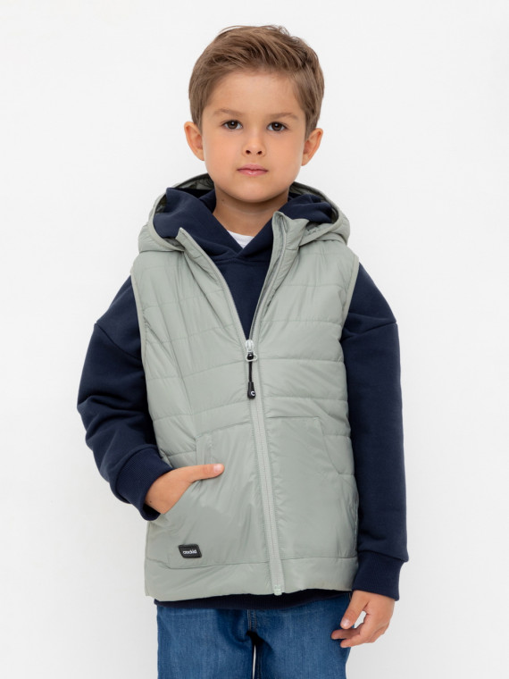 

Жилет с капюшоном для мальчика для мальчиков CROCKID, ВК 35009/19 ГР, цвет - зеленый, Жилет с капюшоном для мальчика