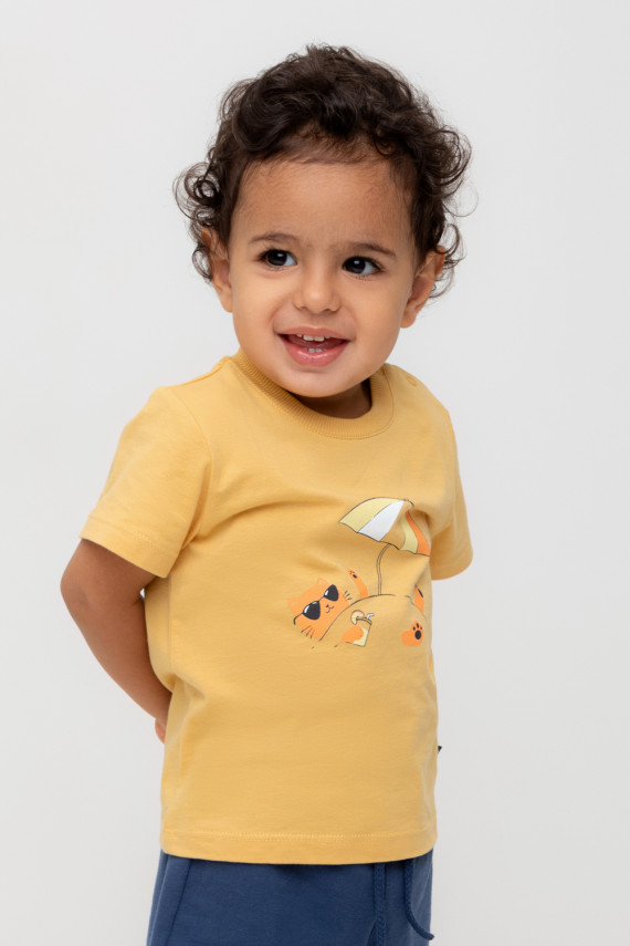 

Футболка для мальчиков CROCKID, КР 302749, цвет - желтый, Футболка