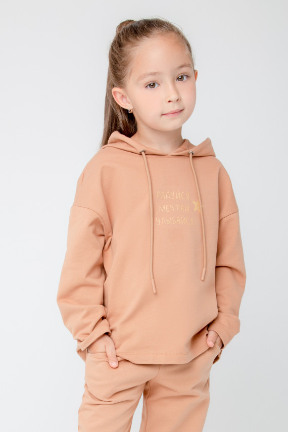 

Джемпер с капюшоном для девочки для девочек CROCKID, КР 302012, цвет - коричневый, Джемпер с капюшоном для девочки