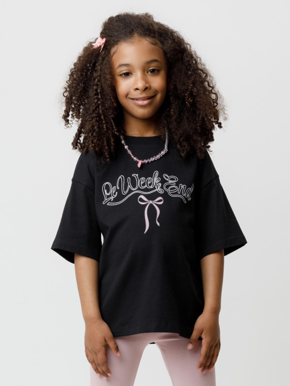 

Футболка для девочек CROCKID, МП 302791, цвет - черный, Футболка