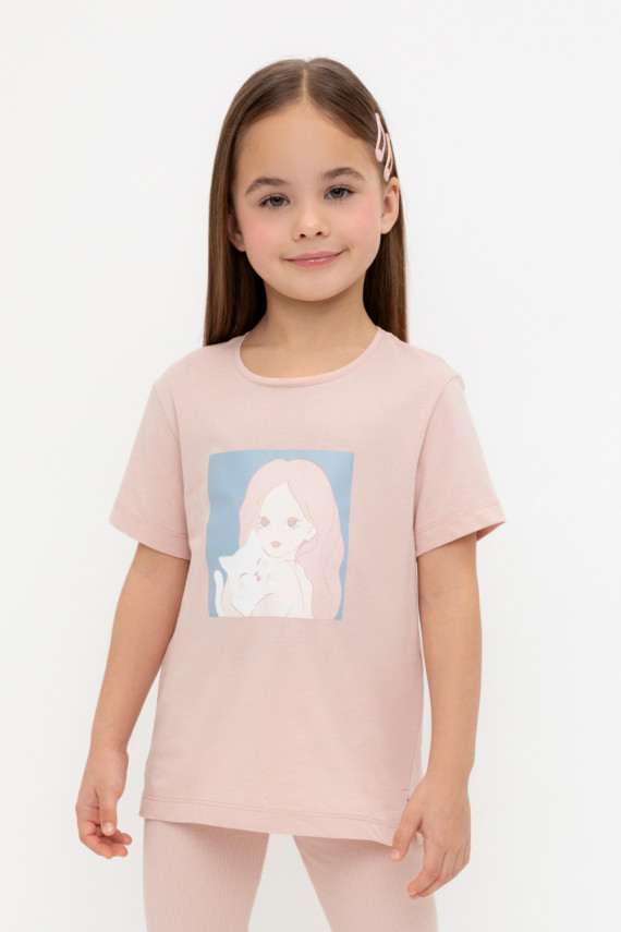 

Футболка для девочек CROCKID, КР 302726, цвет - розовый, Футболка