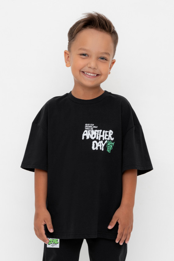 

Футболка для мальчиков CROCKID, КР 302741-1, цвет - черный3, Футболка