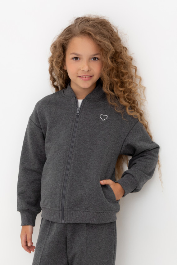 

Жакет для девочек CROCKID, КР 302588, цвет - темно-серый, Жакет