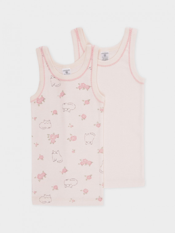 

Майка для девочки в упаковке 2 шт для девочек CROCKID, К 1181-2уп, цвет - светло-розовый, Майка для девочки в упаковке 2 шт